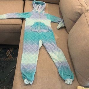 Mermaid print onesie pajamas for kids